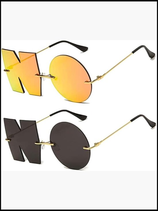 Metal UV400 Polarized Sunglasses Letter NO Shape Design Streetwear